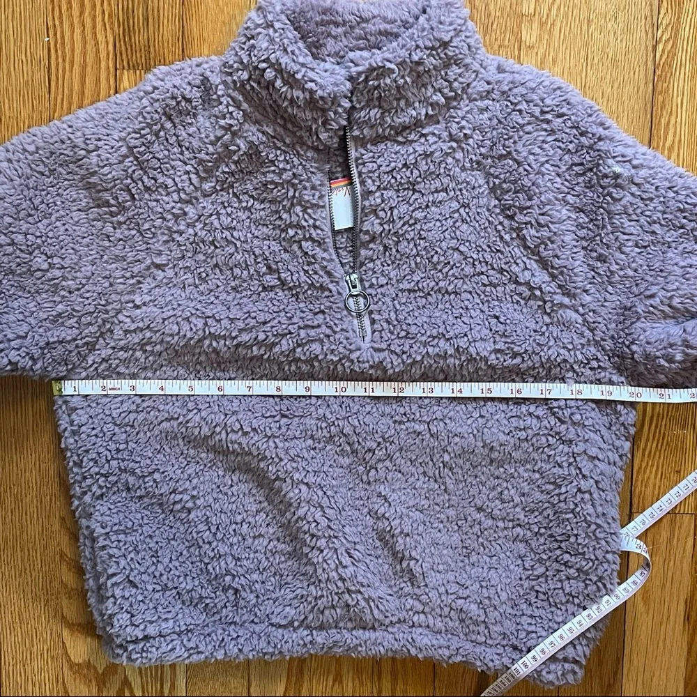 Vintage Havana Sherpa Quarter Zip Pullover Sweatshirt Lavender XL